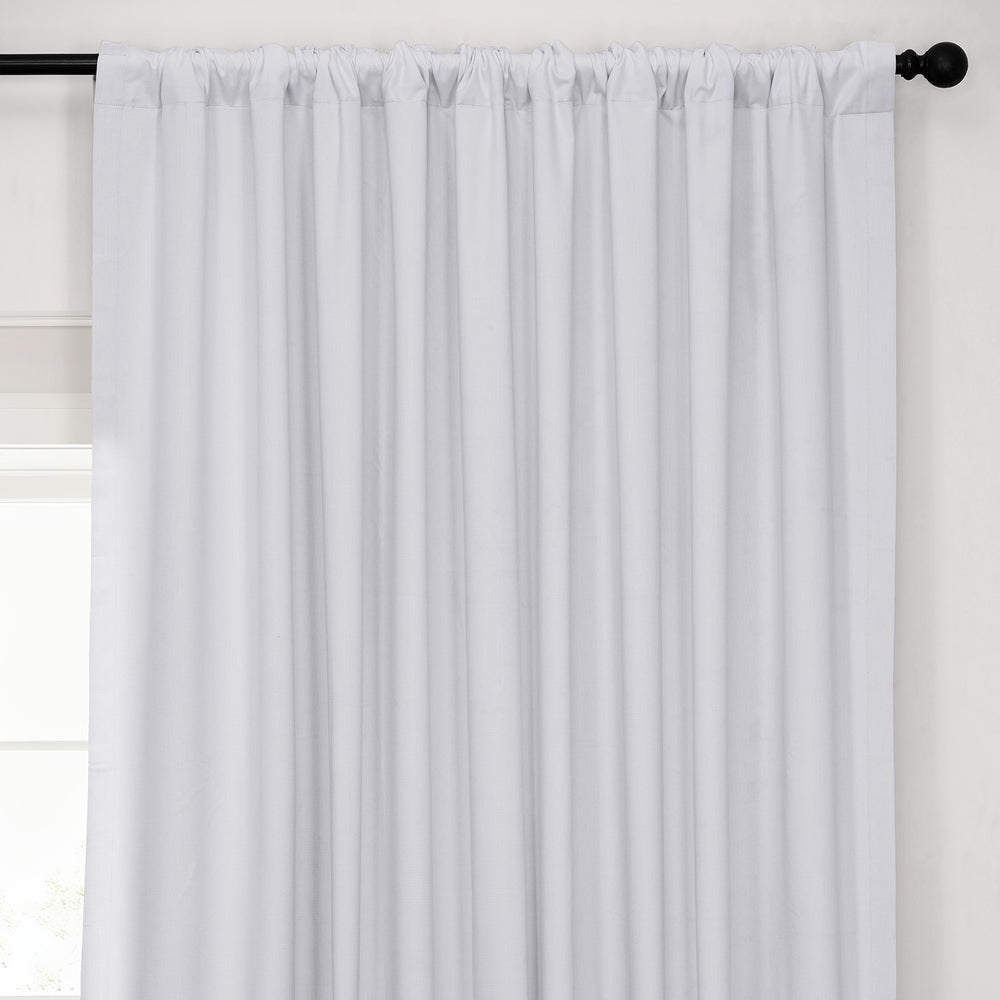 White Extra Wide Performance Linen Hotel Blackout Curtain