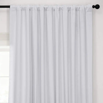 White Extra Wide Performance Linen Hotel Blackout Curtain