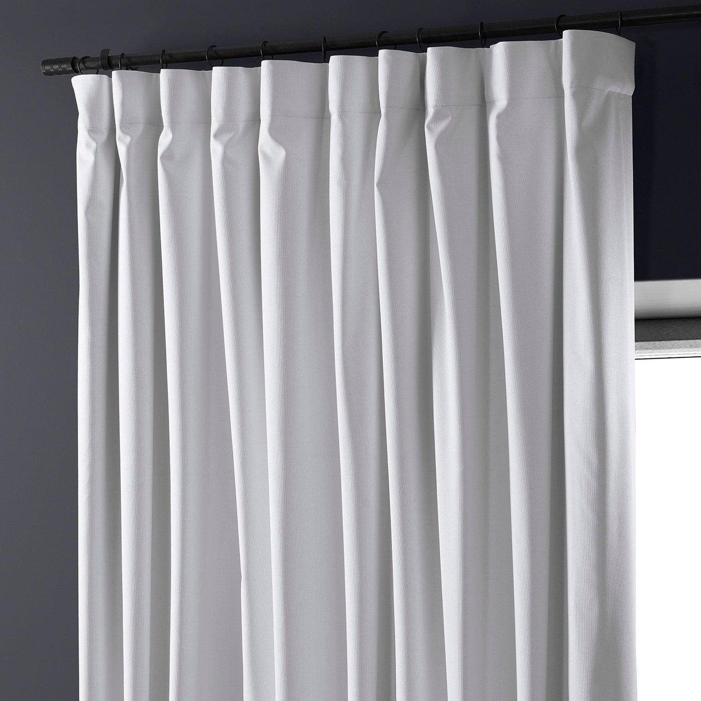 White Extra Wide Performance Linen Hotel Blackout Curtain - HalfPriceDrapes.com
