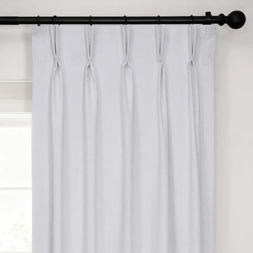 White Pinch Pleat Performance Linen Hotel Blackout Curtain