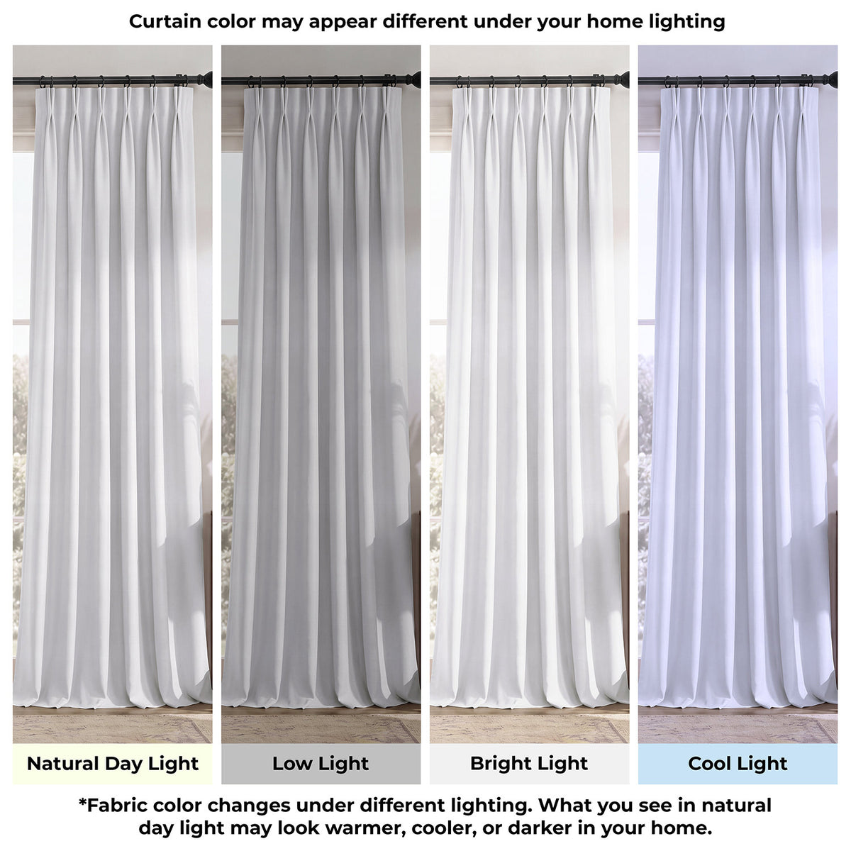 White Pinch Pleat Performance Linen Hotel Blackout Curtain