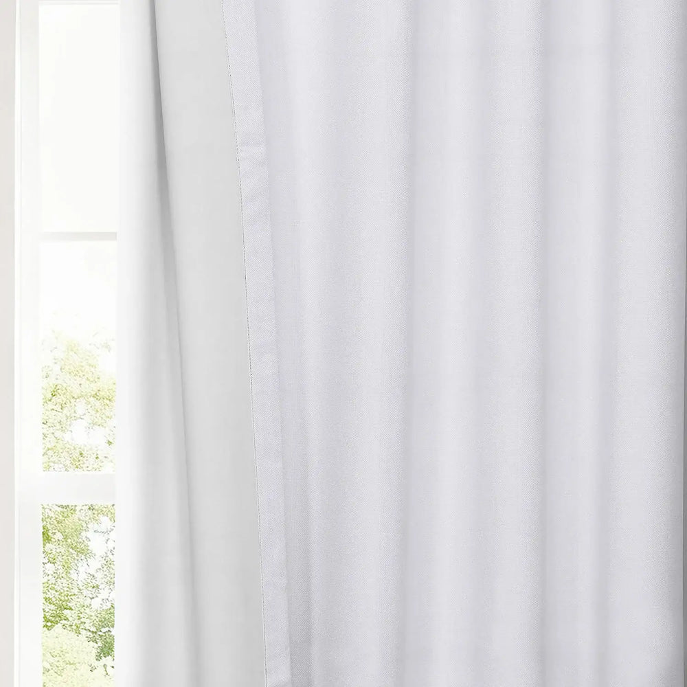 White Performance Linen Hotel Blackout Curtain