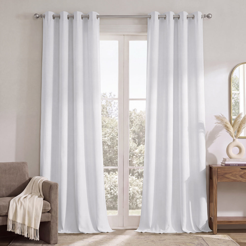 White Grommet Performance Linen Hotel Blackout Curtain