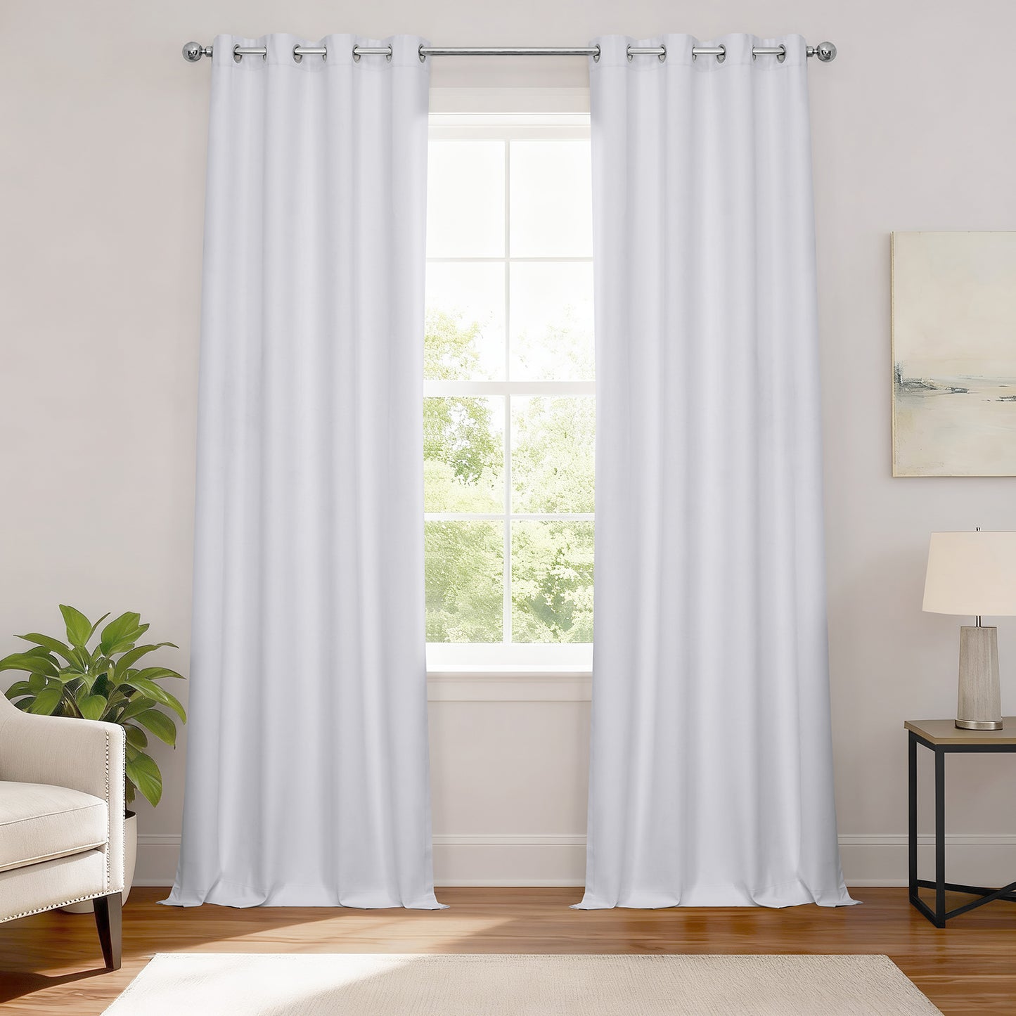 White Grommet Performance Linen Hotel Blackout Curtain