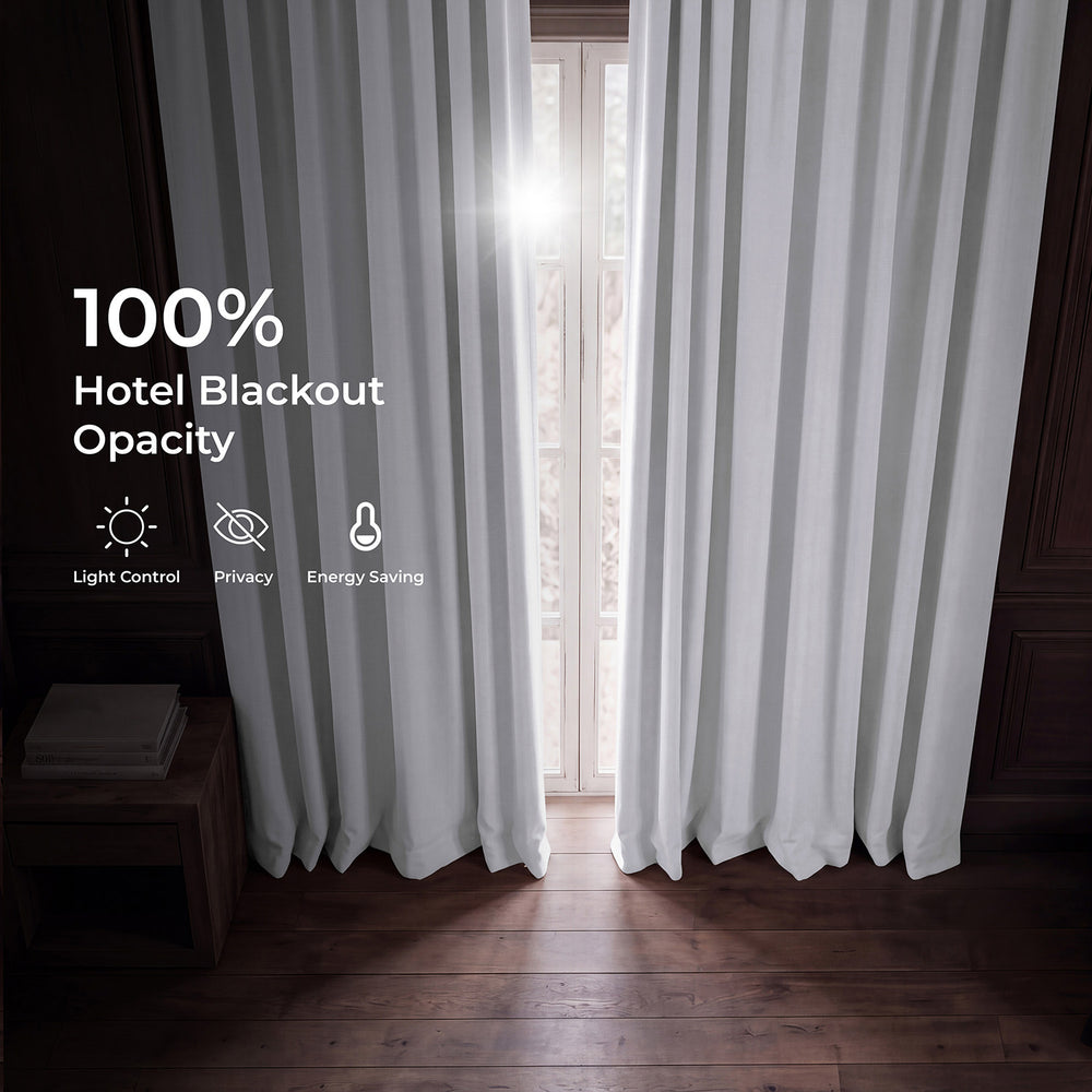 White Grommet Performance Linen Hotel Blackout Curtain