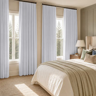 White Performance Linen Hotel Blackout Curtain