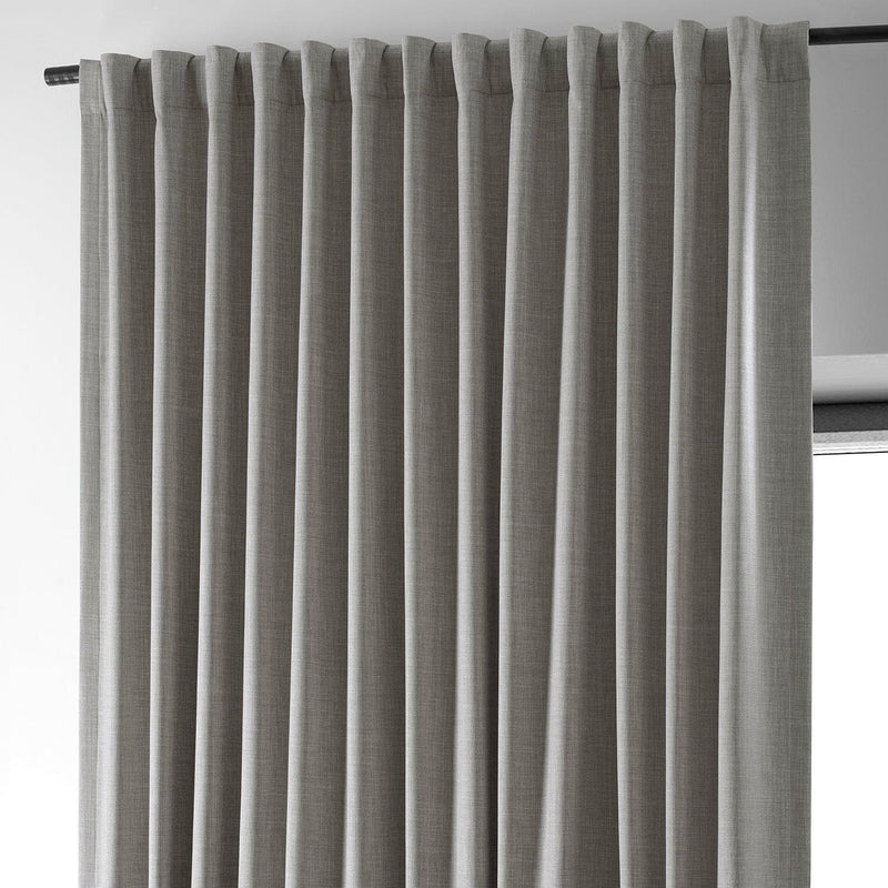 Dark Greige Extra Wide Performance Linen Hotel Blackout Curtain - HalfPriceDrapes.com