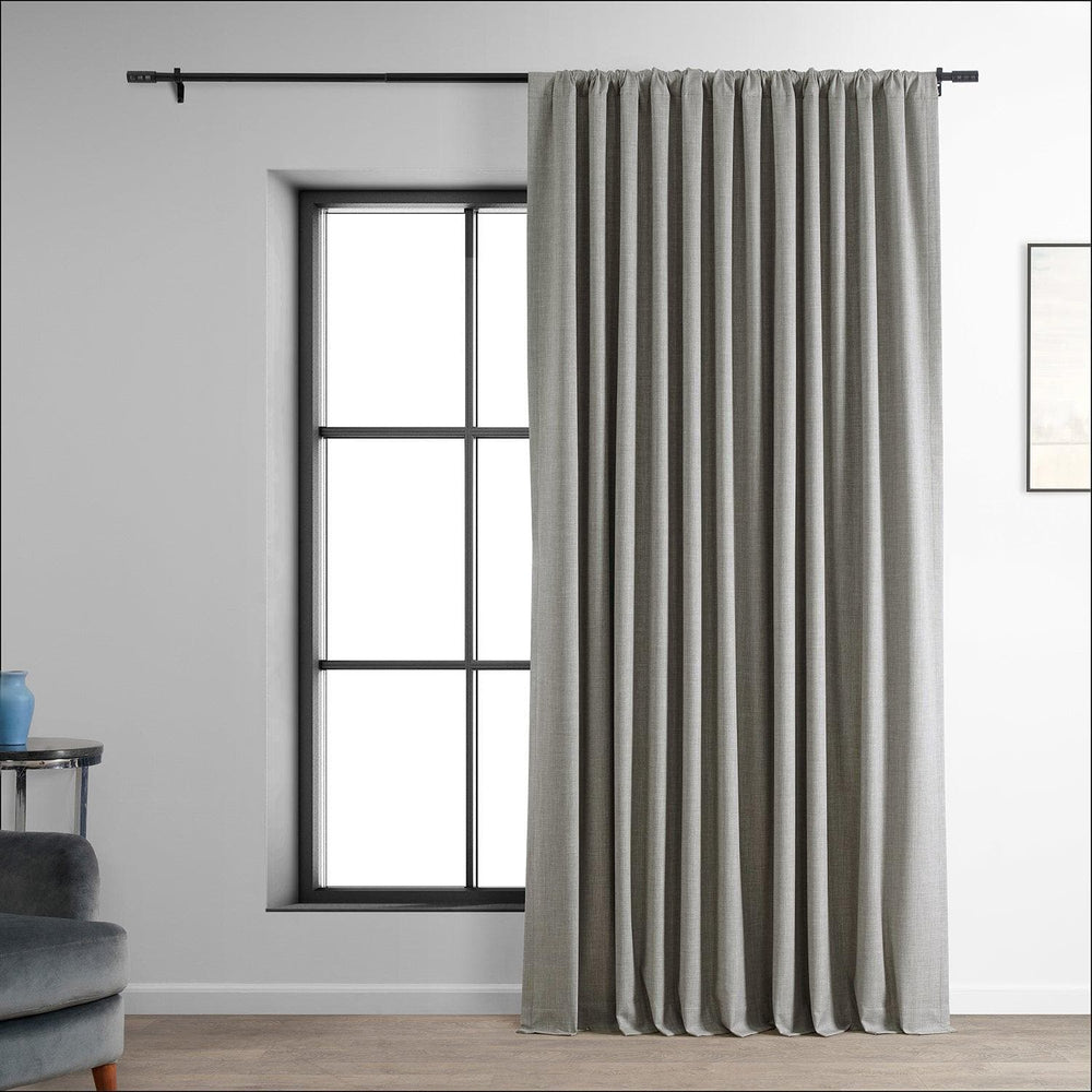 Dark Greige Extra Wide Performance Linen Hotel Blackout Curtain - HalfPriceDrapes.com