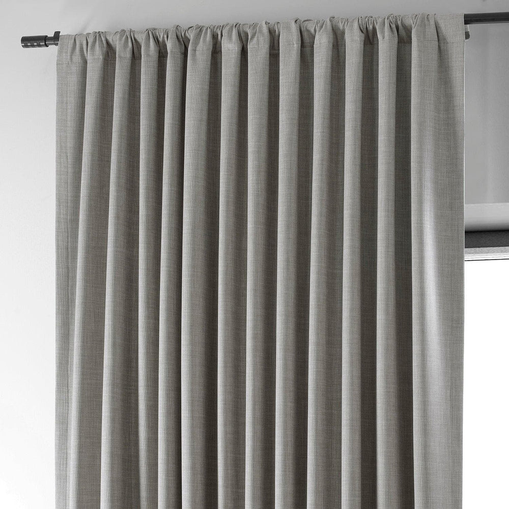 Dark Greige Extra Wide Performance Linen Hotel Blackout Curtain - HalfPriceDrapes.com