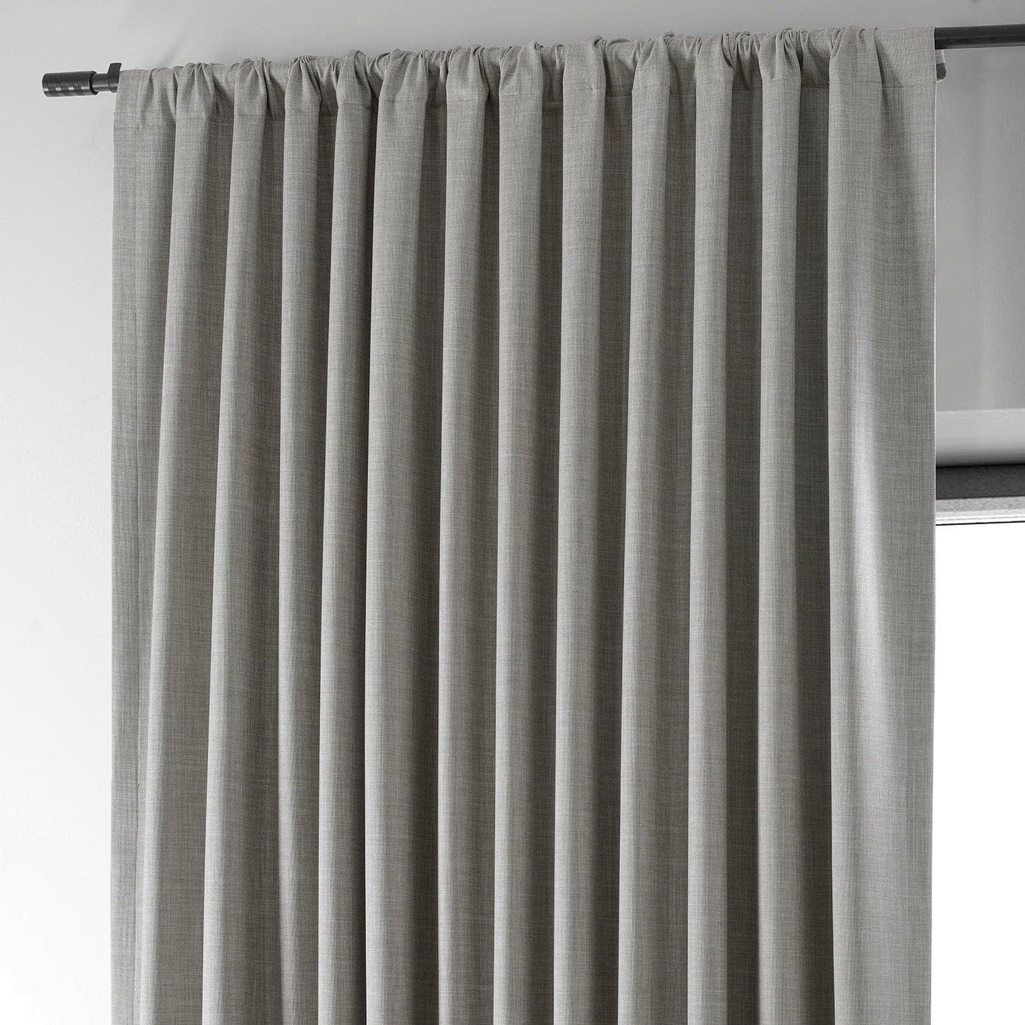Dark Greige Extra Wide Performance Linen Hotel Blackout Curtain - HalfPriceDrapes.com