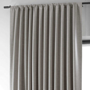 Dark Greige Extra Wide Performance Linen Hotel Blackout Curtain - HalfPriceDrapes.com