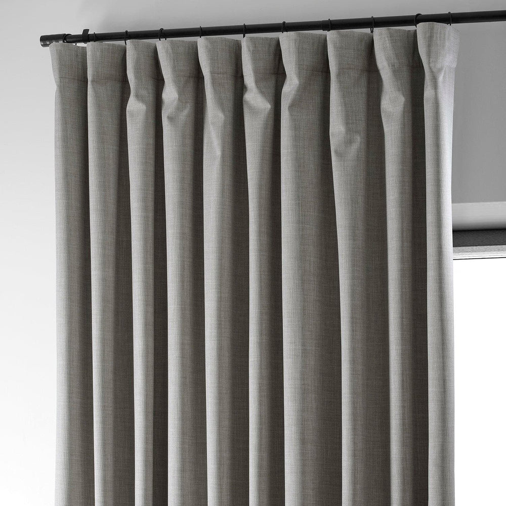Dark Greige Extra Wide Performance Linen Hotel Blackout Curtain - HalfPriceDrapes.com