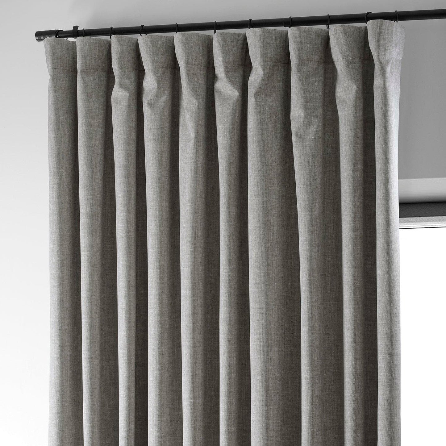 Dark Greige Extra Wide Performance Linen Hotel Blackout Curtain - HalfPriceDrapes.com