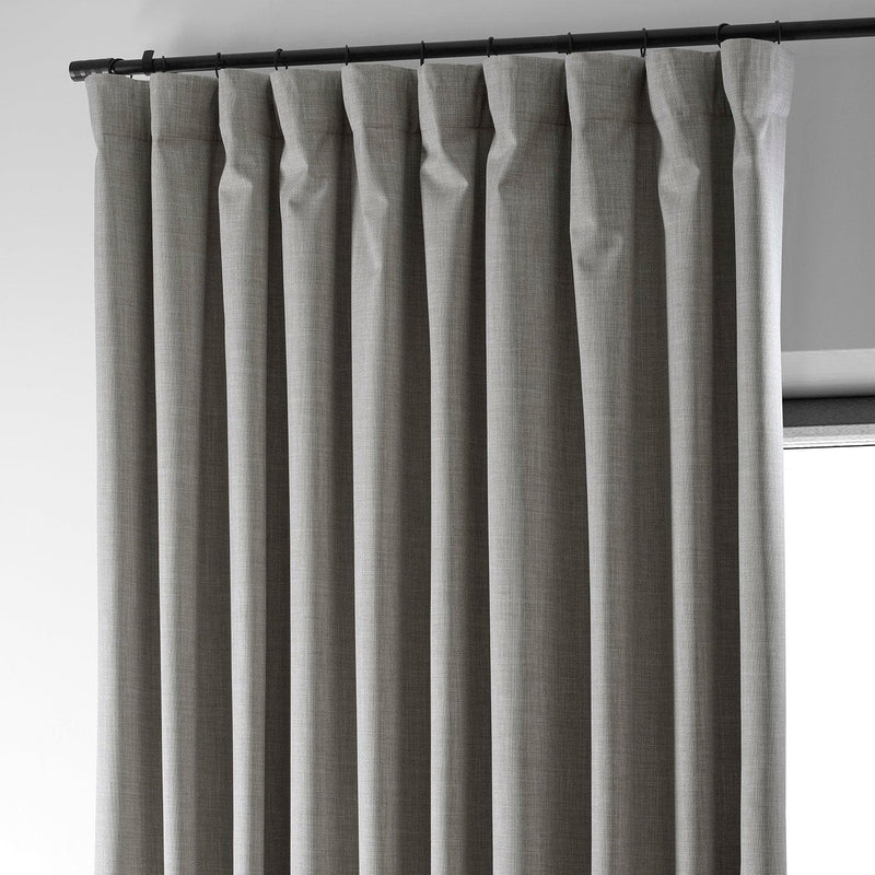 Dark Greige Extra Wide Performance Linen Hotel Blackout Curtain - HalfPriceDrapes.com