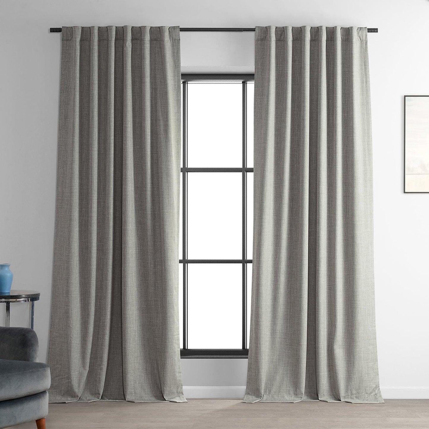 Dark Greige Performance Linen Hotel Blackout Curtain - HalfPriceDrapes.com