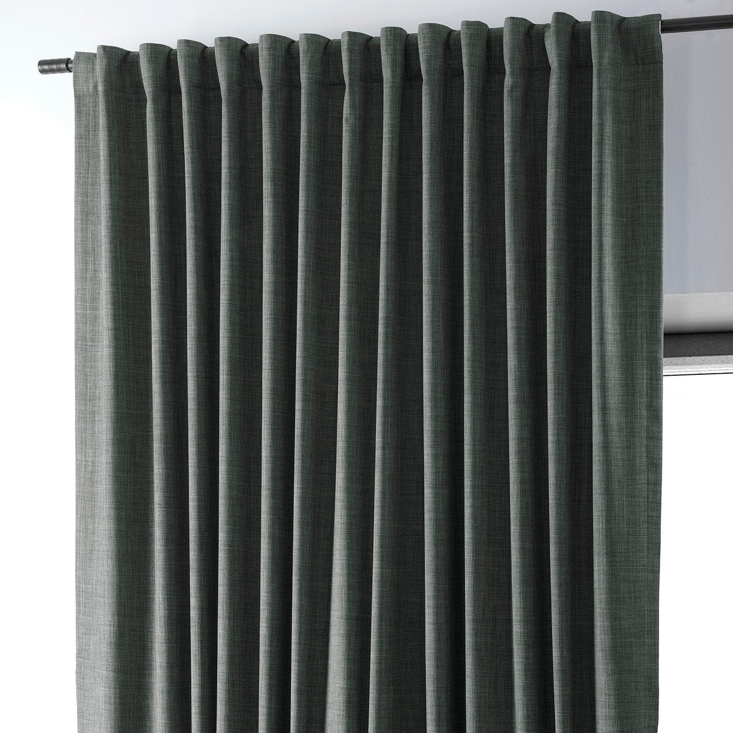 Dark Grey Extra Wide Performance Linen Hotel Blackout Curtain - HalfPriceDrapes.com