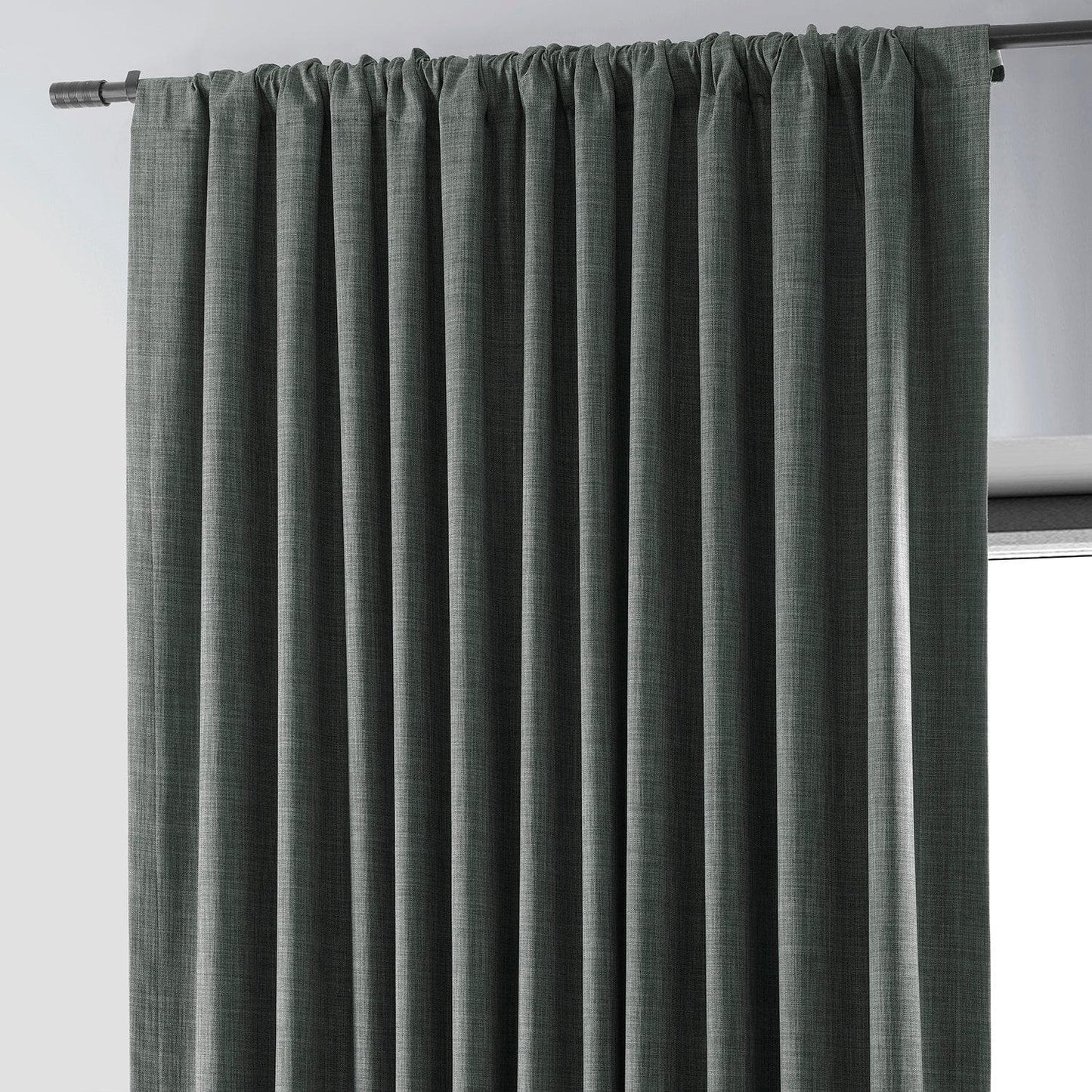 Dark Grey Extra Wide Performance Linen Hotel Blackout Curtain - HalfPriceDrapes.com