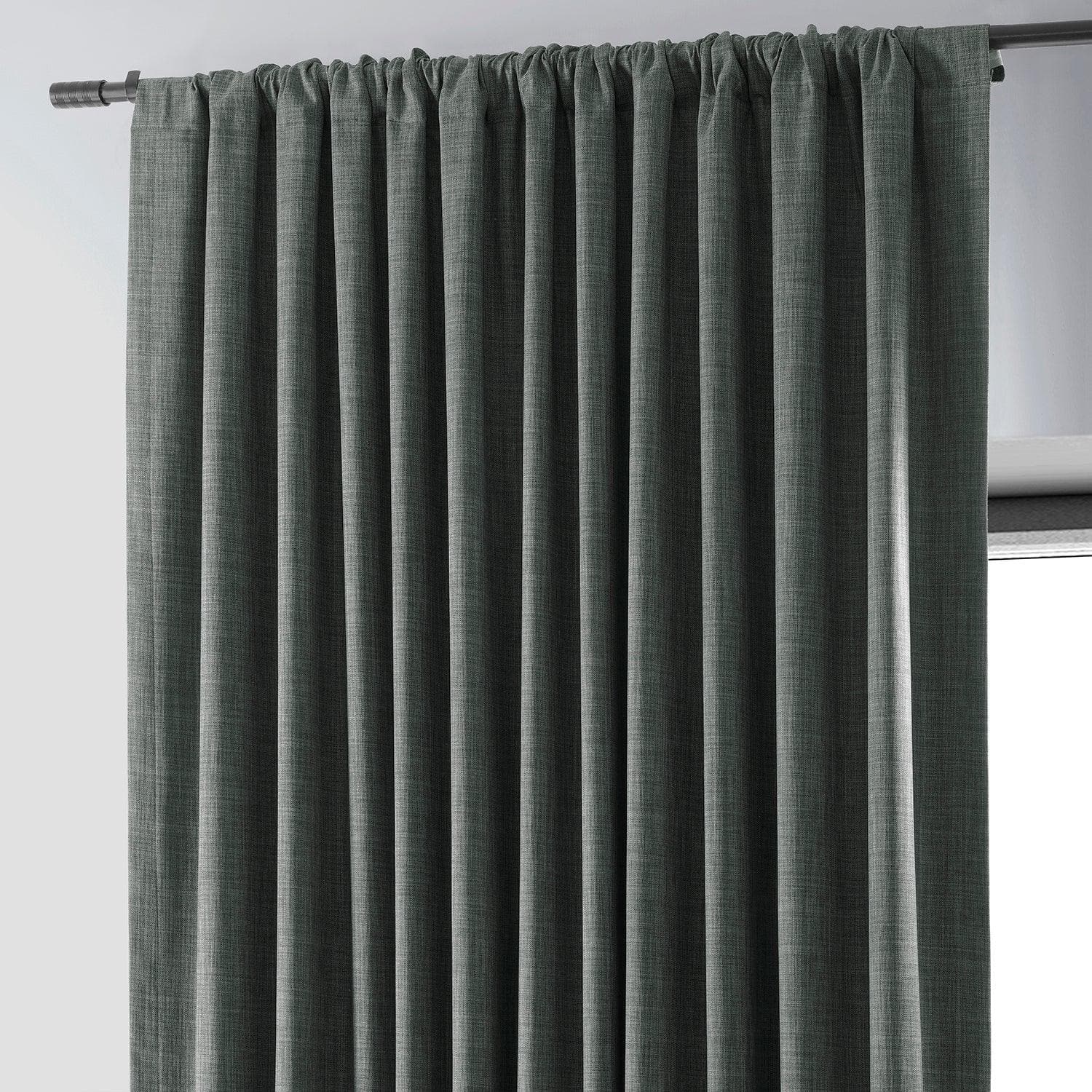 Dark Grey Extra Wide Performance Linen Hotel Blackout Curtain - HalfPriceDrapes.com