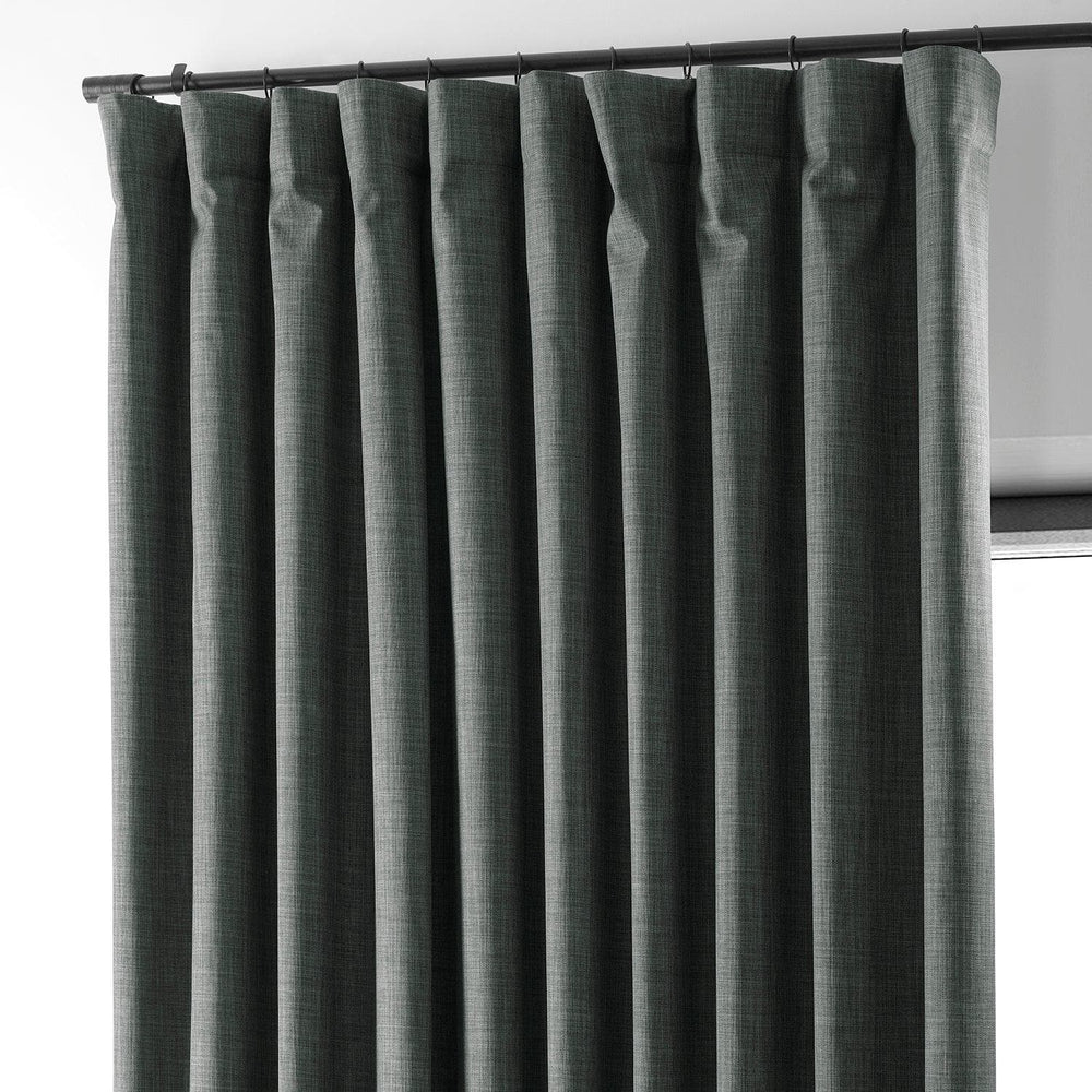 Dark Grey Extra Wide Performance Linen Hotel Blackout Curtain - HalfPriceDrapes.com