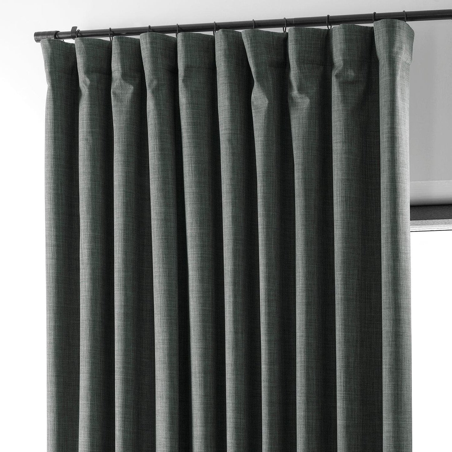 Dark Grey Extra Wide Performance Linen Hotel Blackout Curtain - HalfPriceDrapes.com
