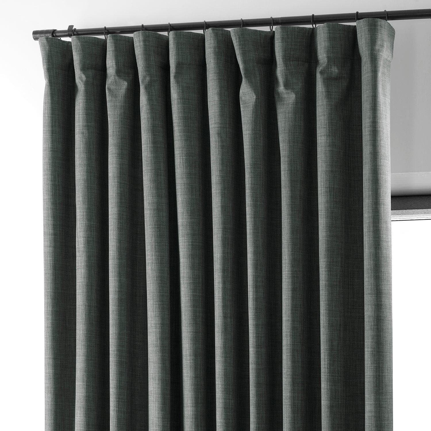 Dark Grey Extra Wide Performance Linen Hotel Blackout Curtain - HalfPriceDrapes.com