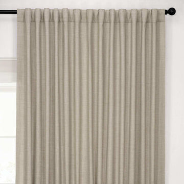 Light Beige Extra Wide Performance Linen Hotel Blackout Curtain