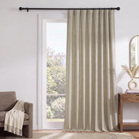 Light Beige Extra Wide Performance Linen Hotel Blackout Curtain