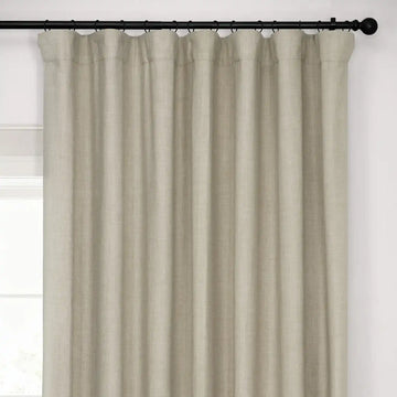 Light Beige Extra Wide Performance Linen Hotel Blackout Curtain