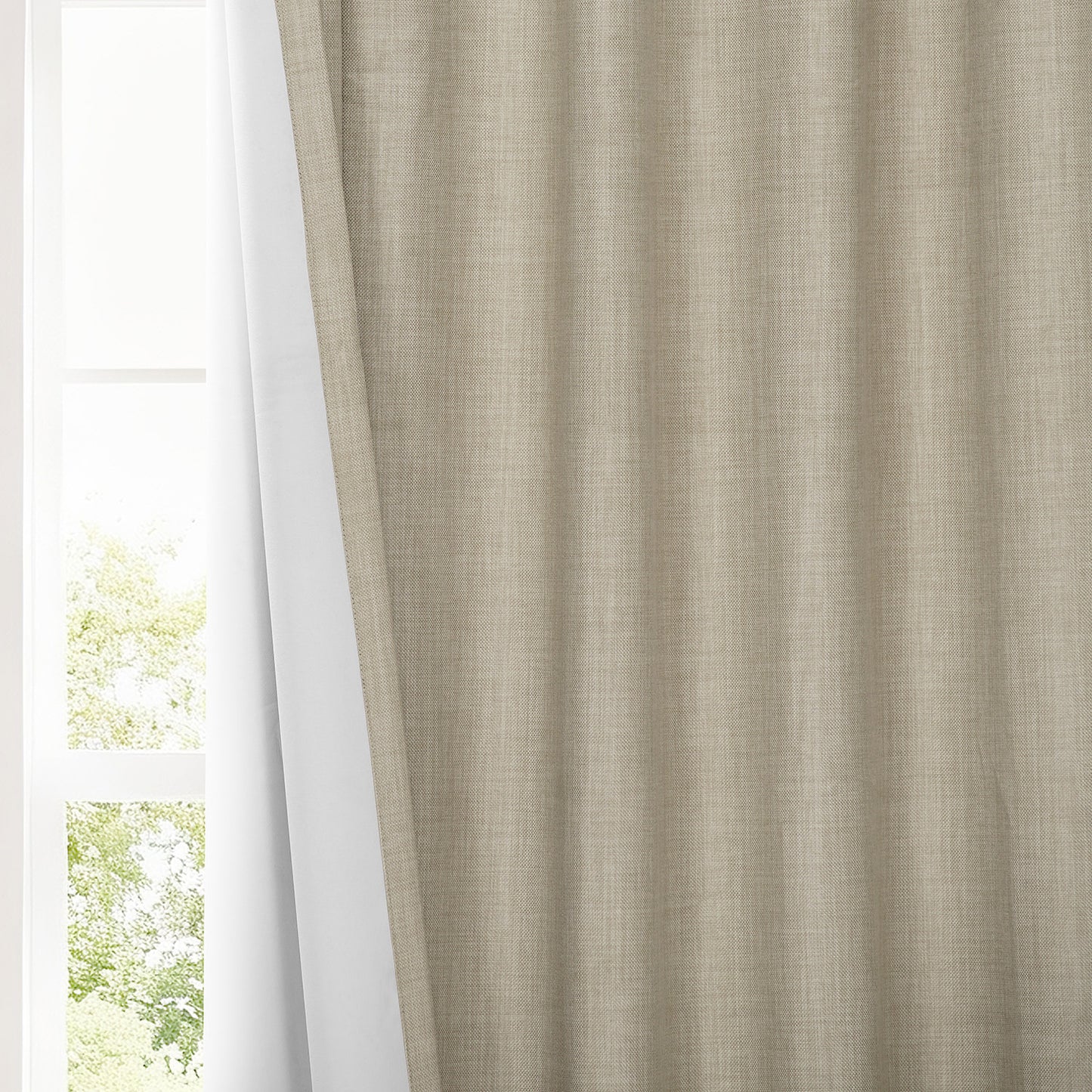 Light Beige Performance Linen Hotel Blackout Curtain