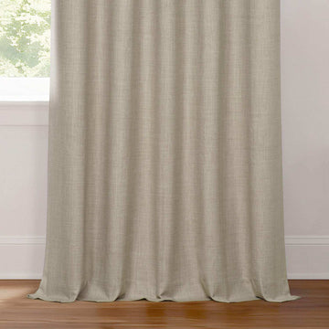 Light Beige Pinch Pleat Performance Linen Hotel Blackout Curtain