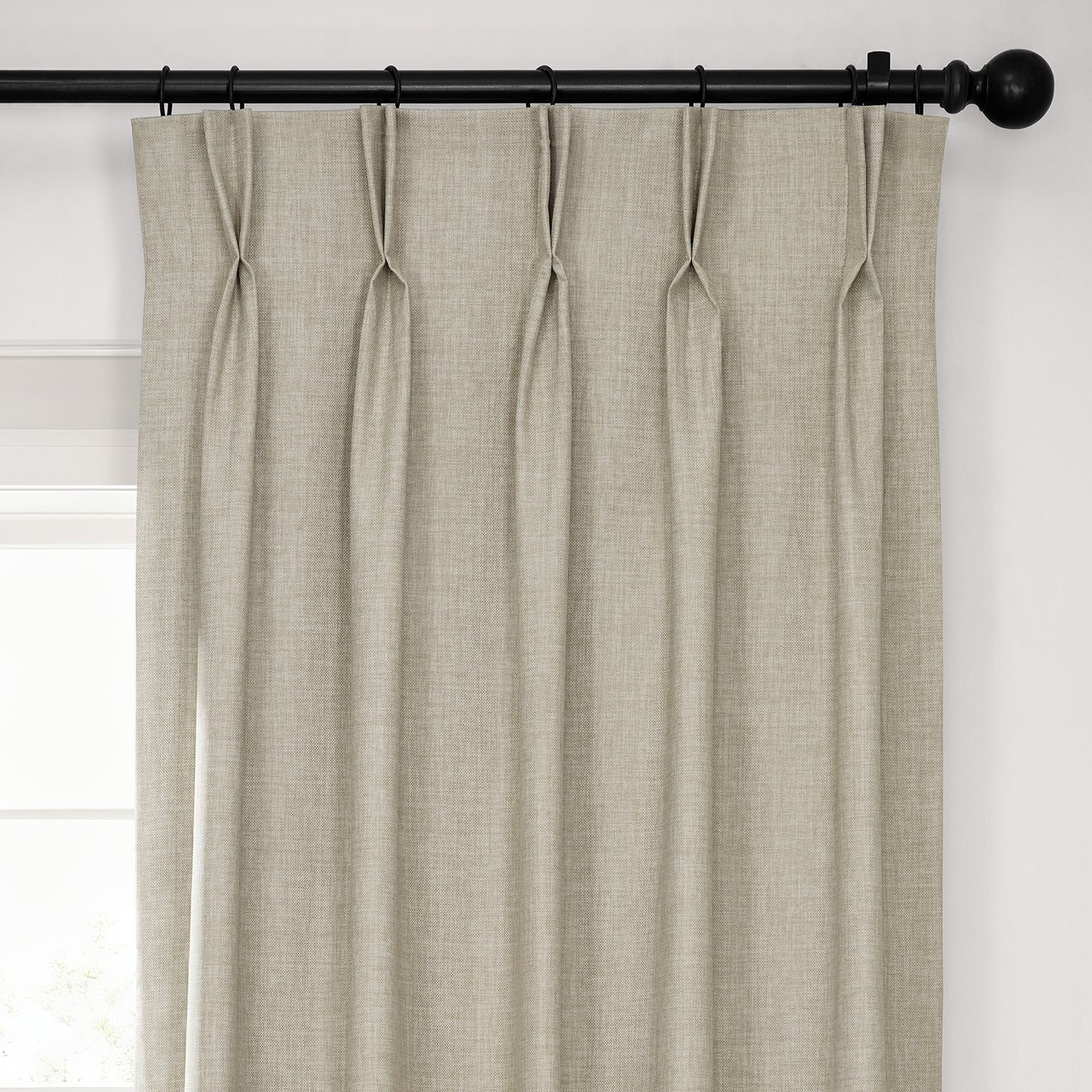 Light Beige French Pleat Performance Linen Hotel Blackout Curtain