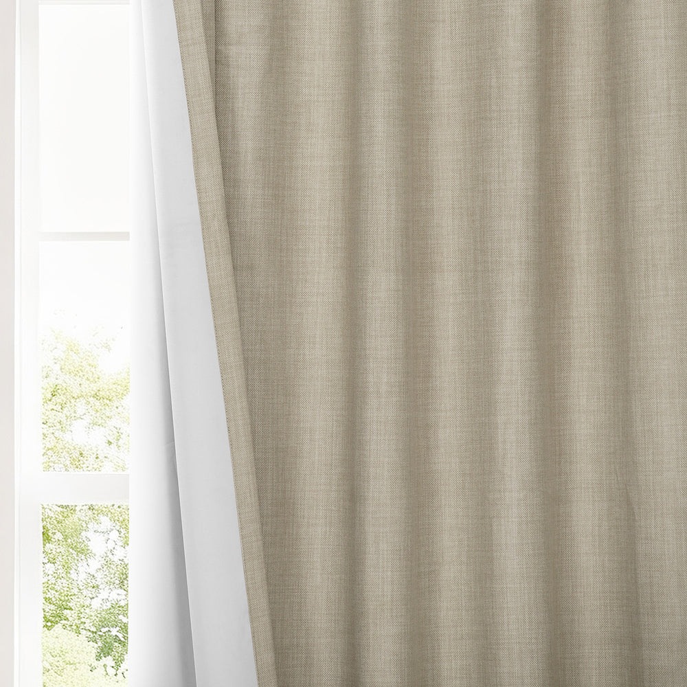Light Beige Grommet Performance Linen Hotel Blackout Curtain