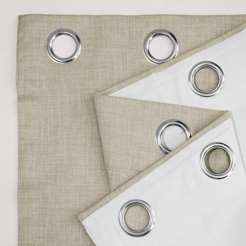 Light Beige Grommet Performance Linen Hotel Blackout Curtain