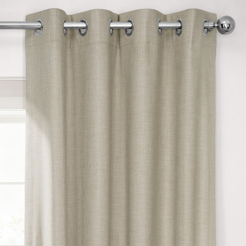 Light Beige Grommet Performance Linen Hotel Blackout Curtain
