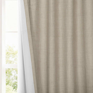 Light Beige Pinch Pleat Performance Linen Hotel Blackout Curtain