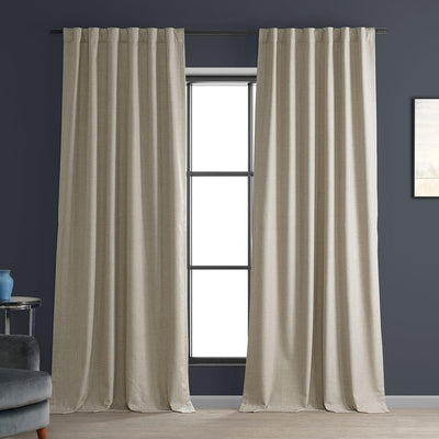 Light Beige Performance Linen Hotel Blackout Curtain