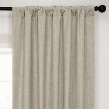 Light Beige Performance Linen Hotel Blackout Curtain