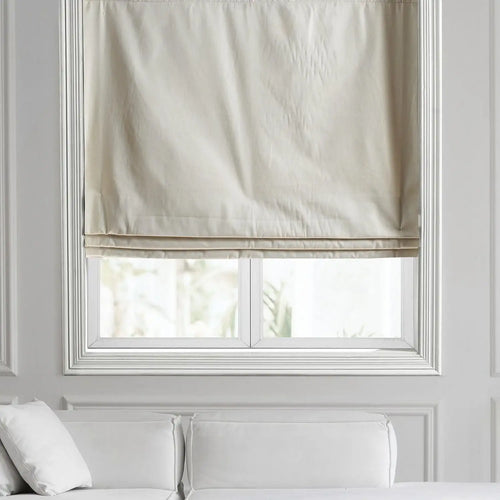 Hazelwood Beige Solid Cotton Roman Shade