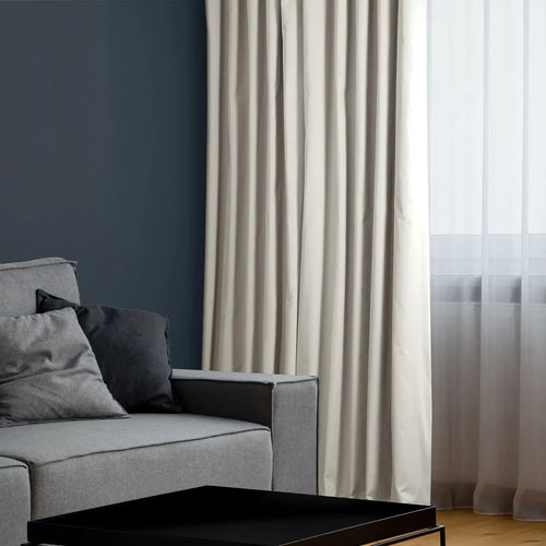 Hazelwood Beige Solid Cotton Custom Curtain