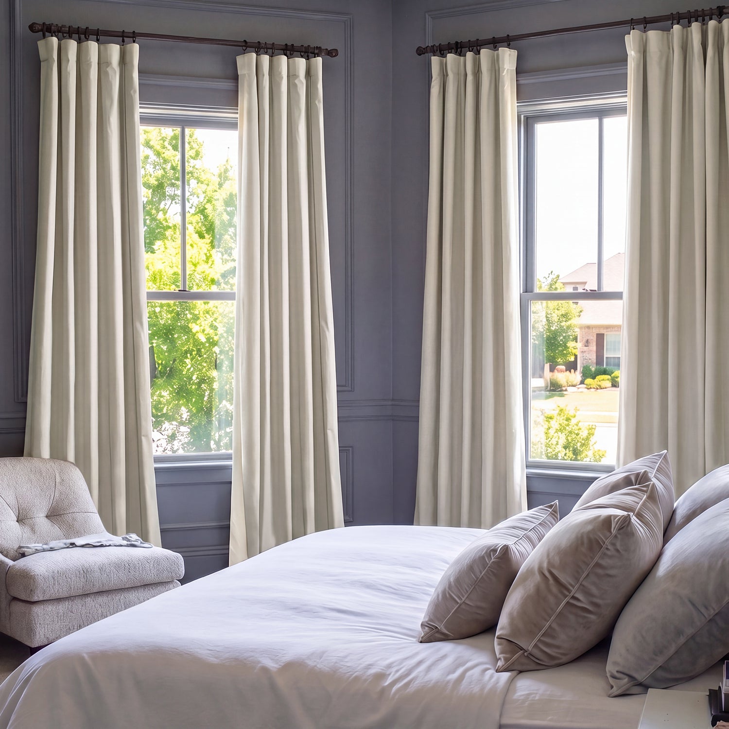 Hazelwood Beige Solid Cotton Custom Curtain