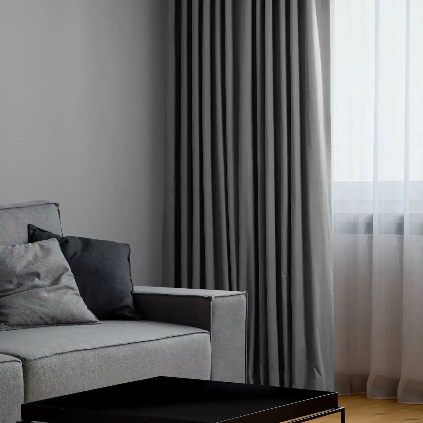 Millstone Grey Solid Cotton Custom Curtain
