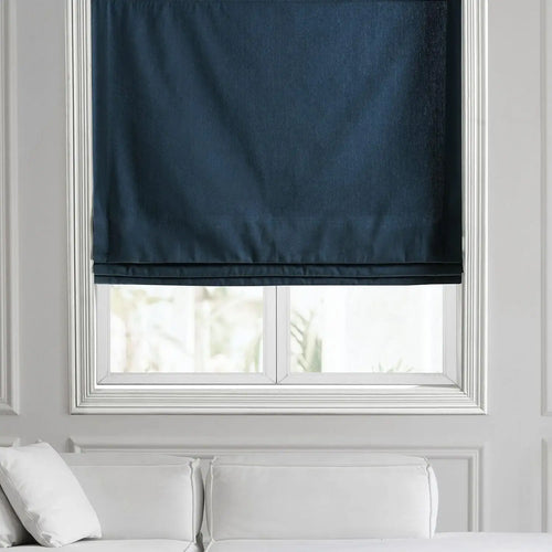 Polo Navy Solid Cotton Roman Shade