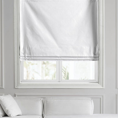 Whisper White Solid Cotton Roman Shade