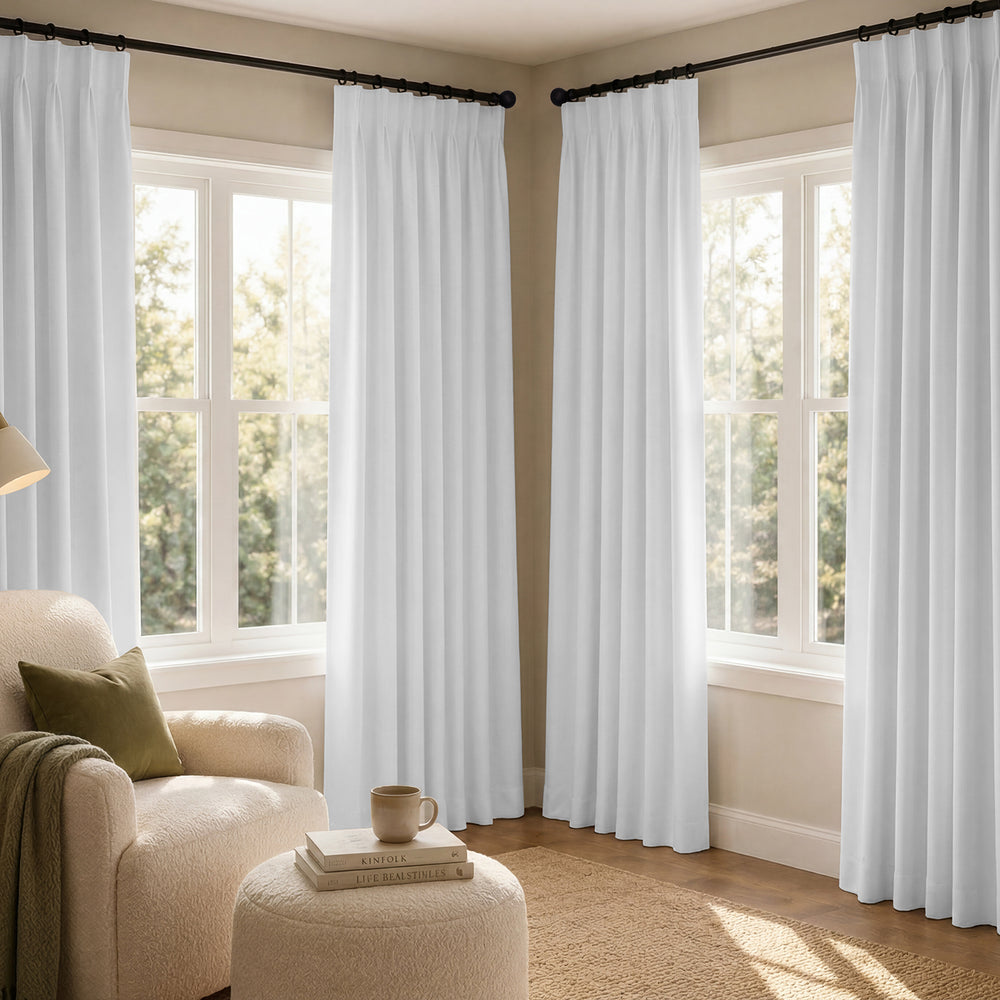 Whisper White Solid Cotton Custom Curtain