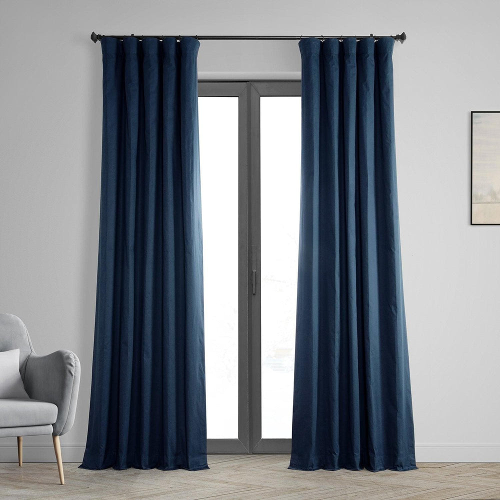 Dark Blue Solid Cotton Hotel Blackout Curtain - HalfPriceDrapes.com