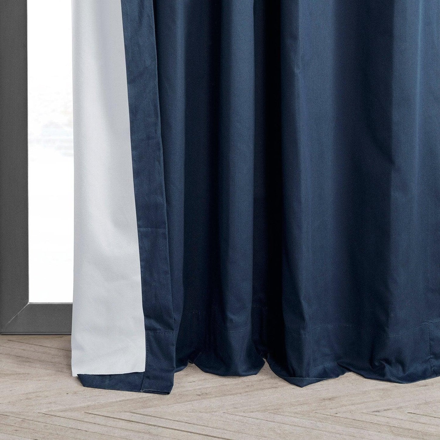 Dark Blue Solid Cotton Hotel Blackout Curtain - HalfPriceDrapes.com