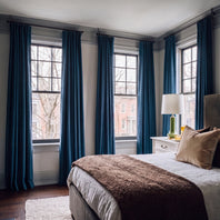 Dark Blue Solid Cotton Custom Curtain