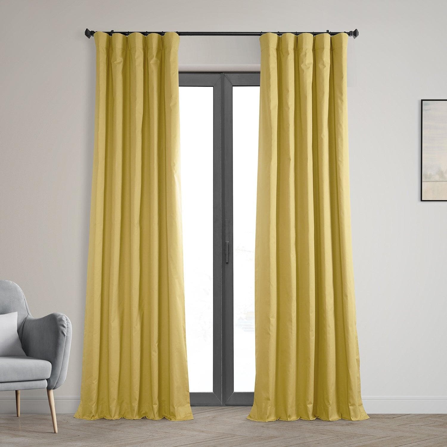 Light Ochre Solid Cotton Hotel Blackout Curtain - HalfPriceDrapes.com