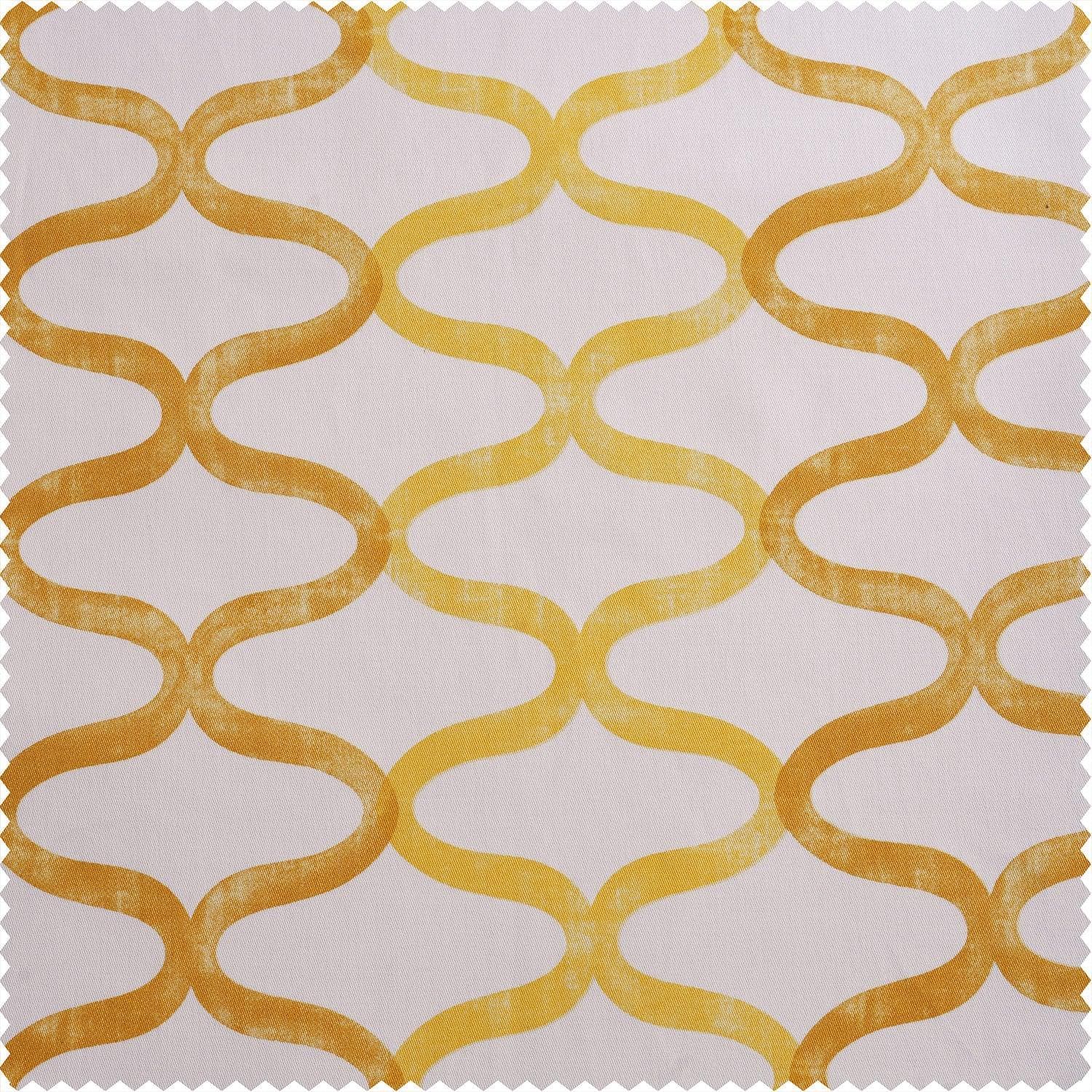 Illusions Yellow Printed Cotton Blackout Swatch - HalfPriceDrapes.com