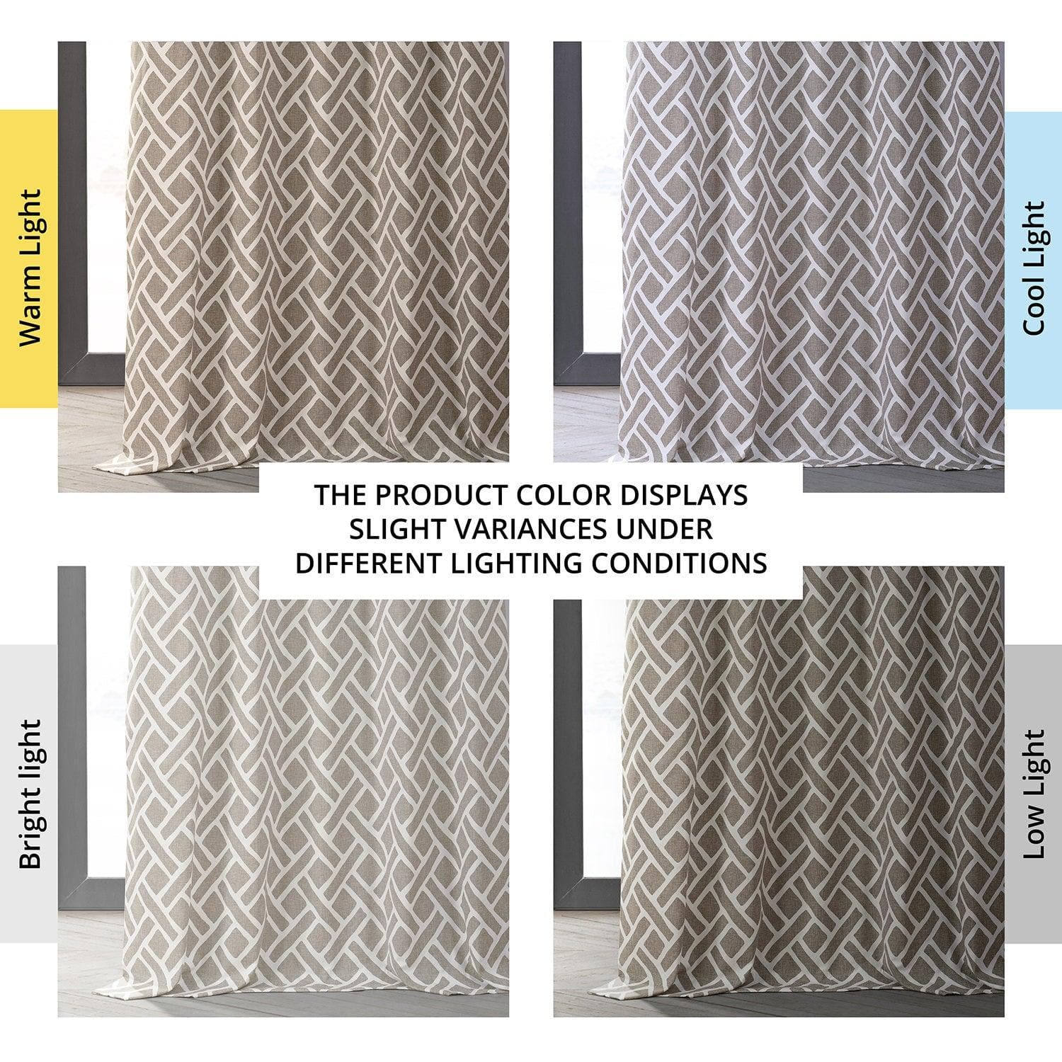 Martinique Taupe Printed Cotton Hotel Blackout Curtain - HalfPriceDrapes.com